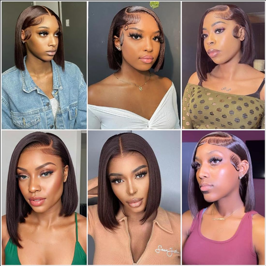 13X4 Lace Front Bob Wigs Human hair 180% Density Short Straight Wig Brown