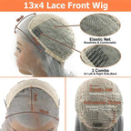 180% Density 13X4 Lace Front Bob Human hair Wig Grey
