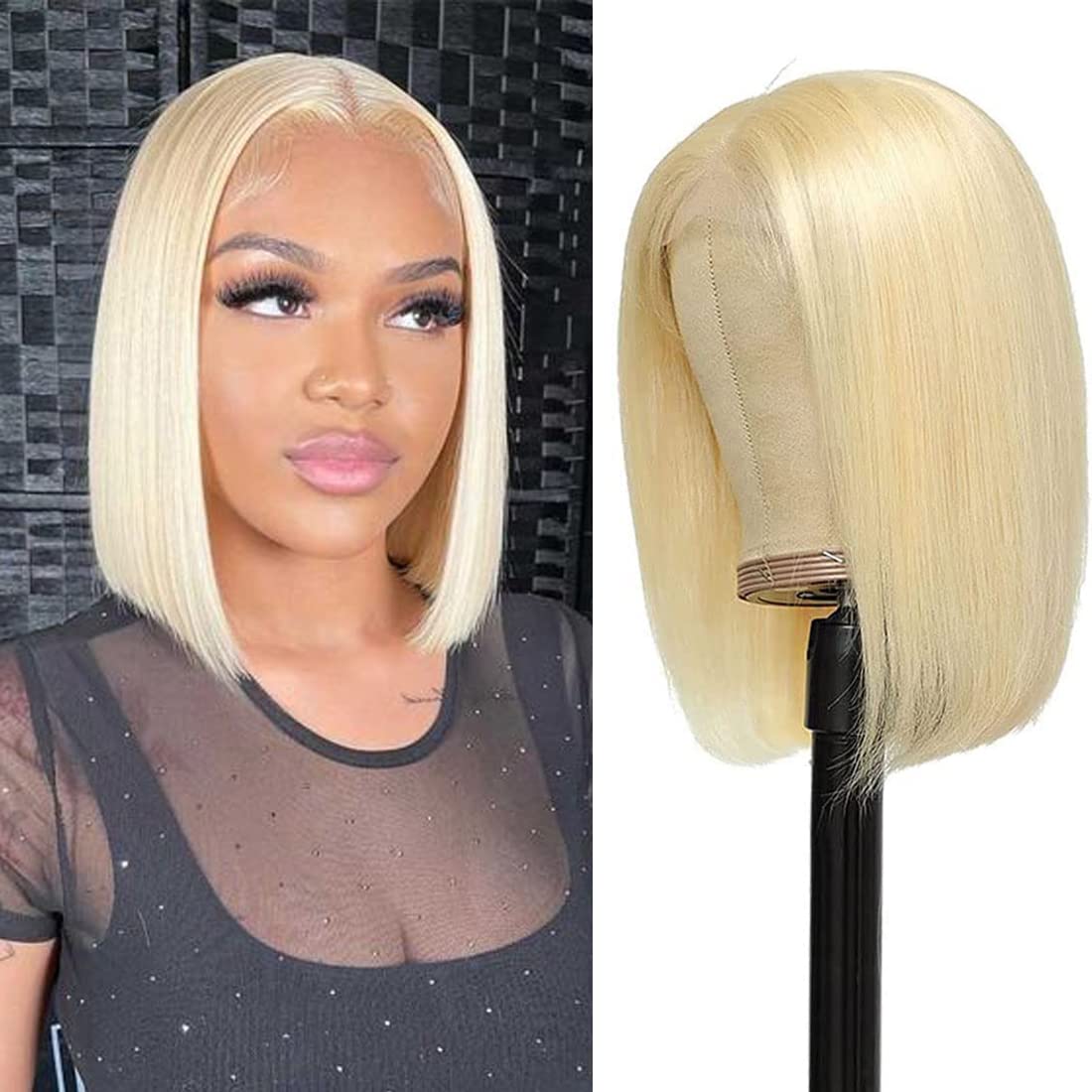13X4 Lace Front Wigs Bob Wig Human hair Natural black 180% Density Short Straight