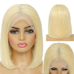 180% Density 13X4 Lace Front Bob Human hair Wig Blonde 613#