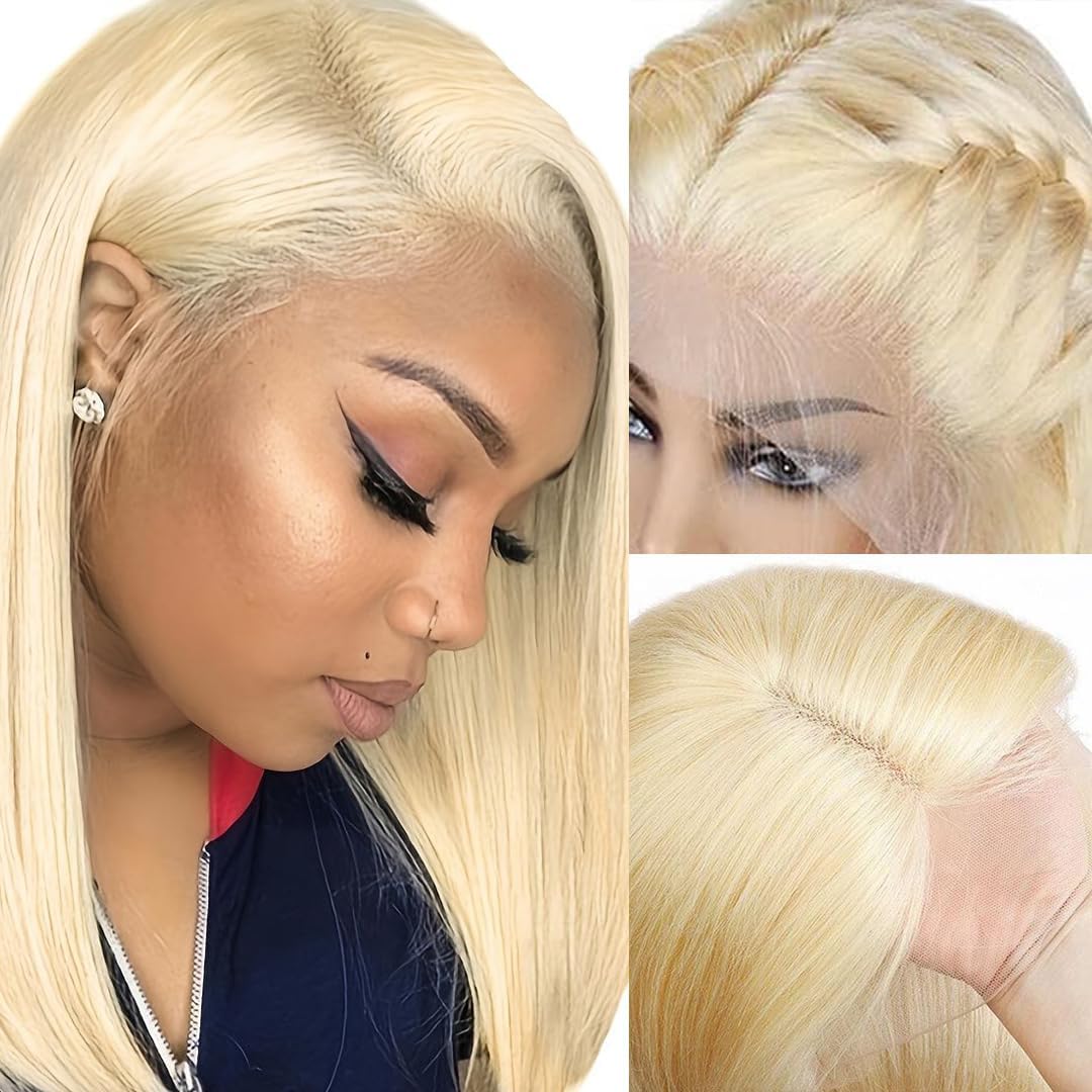 180% Density 13X4 Lace Front Bob Human hair Wig Blonde 613#