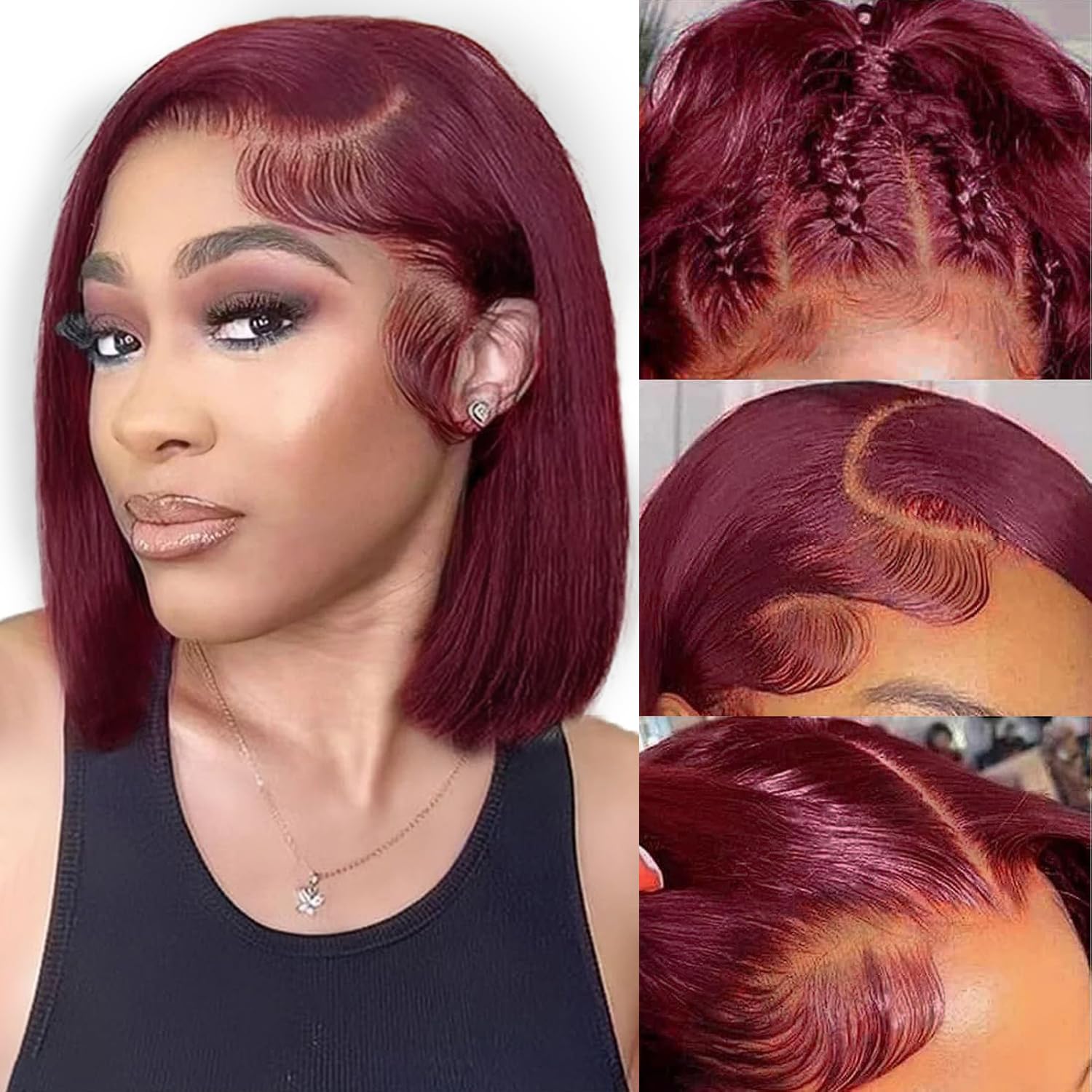 13X4 Lace Front Wigs Bob Wig Human hair Natural black 180% Density Short Straight