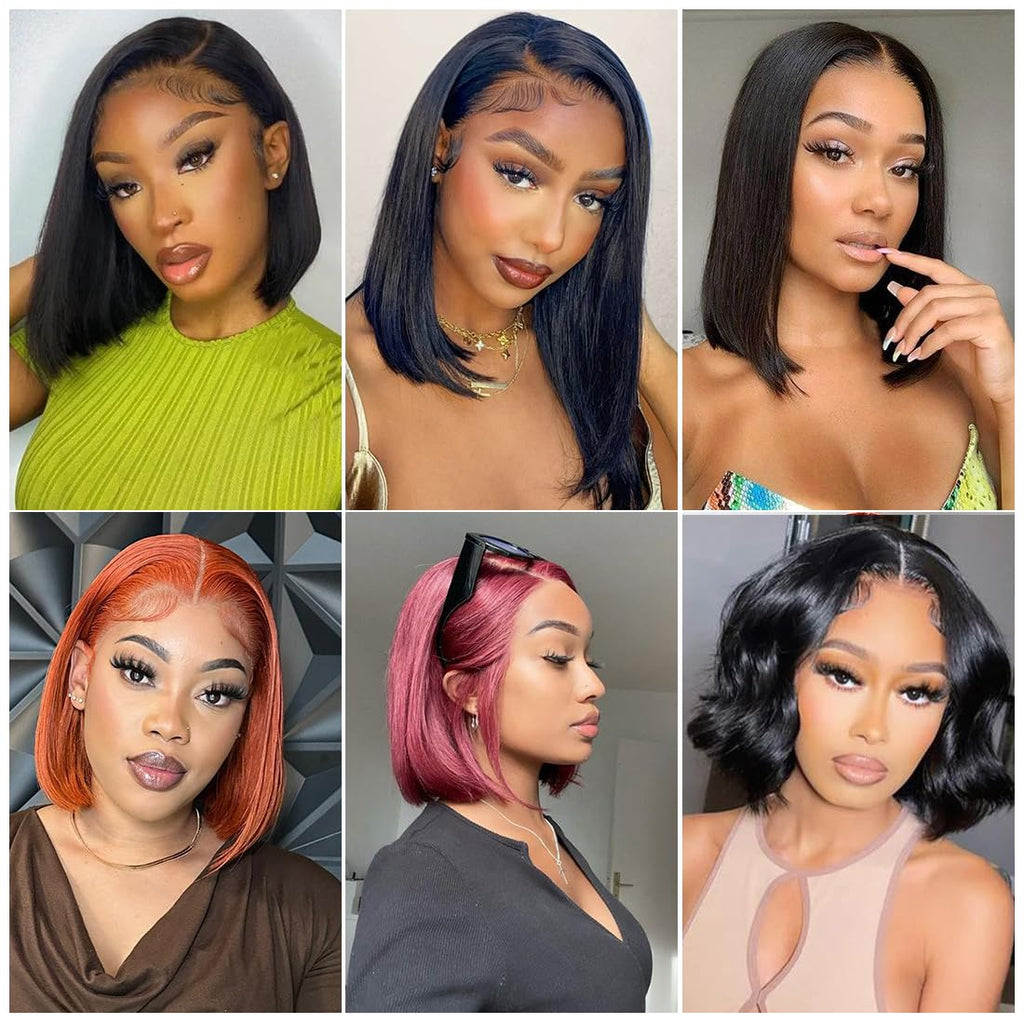 180% Density 13X4 Lace Front Bob Human hair Wig Wine Red