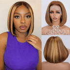 13X4 Lace Front Wigs Bob Wig Human hair Natural black 180% Density Short Straight