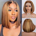 180% Density 13X4 Lace Front Human hair Bob Wigs Wig Piano Short Straight Glueless Wigs