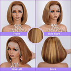 180% Density 13X4 Lace Front Human hair Bob Wigs Wig Piano Short Straight Glueless Wigs