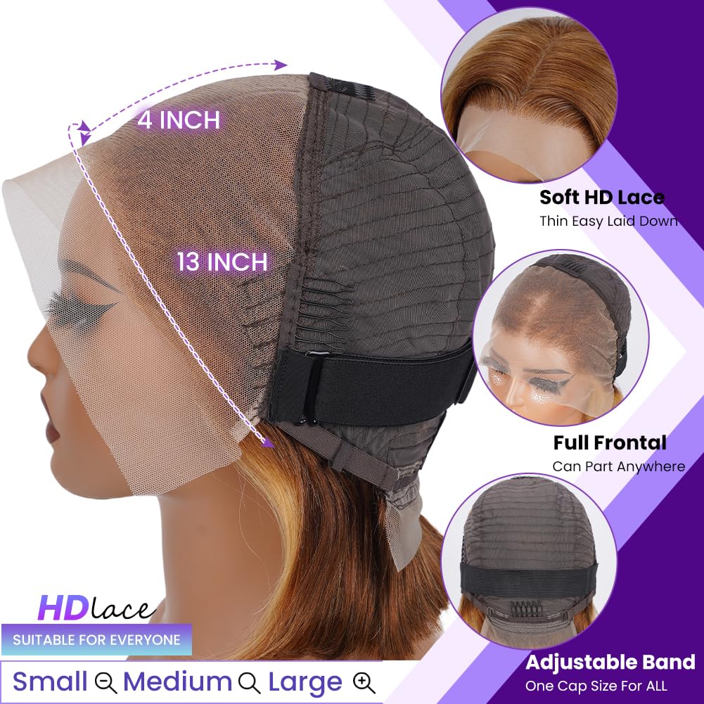 180% Density 13X4 Lace Front Human hair Bob Wigs Wig Piano Short Straight Glueless Wigs
