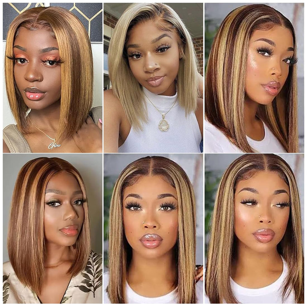 180% Density 13X4 Lace Front Human hair Bob Wigs Wig Piano Short Straight Glueless Wigs