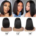 180% Density 5x5 Inch Short Bob Frontal Human Hair Wigs Natural Black