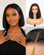 210% Density Super Double Drawn Bob Wig Human Hair 13x4 Lace Front