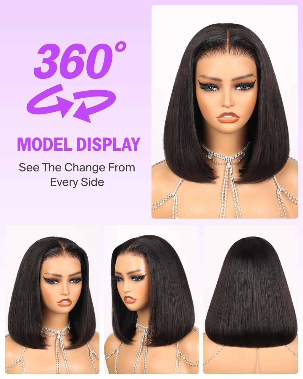 250% Density 13*4 Lace Front Wig Natural Black Bob Wig Vietnam Human Hair