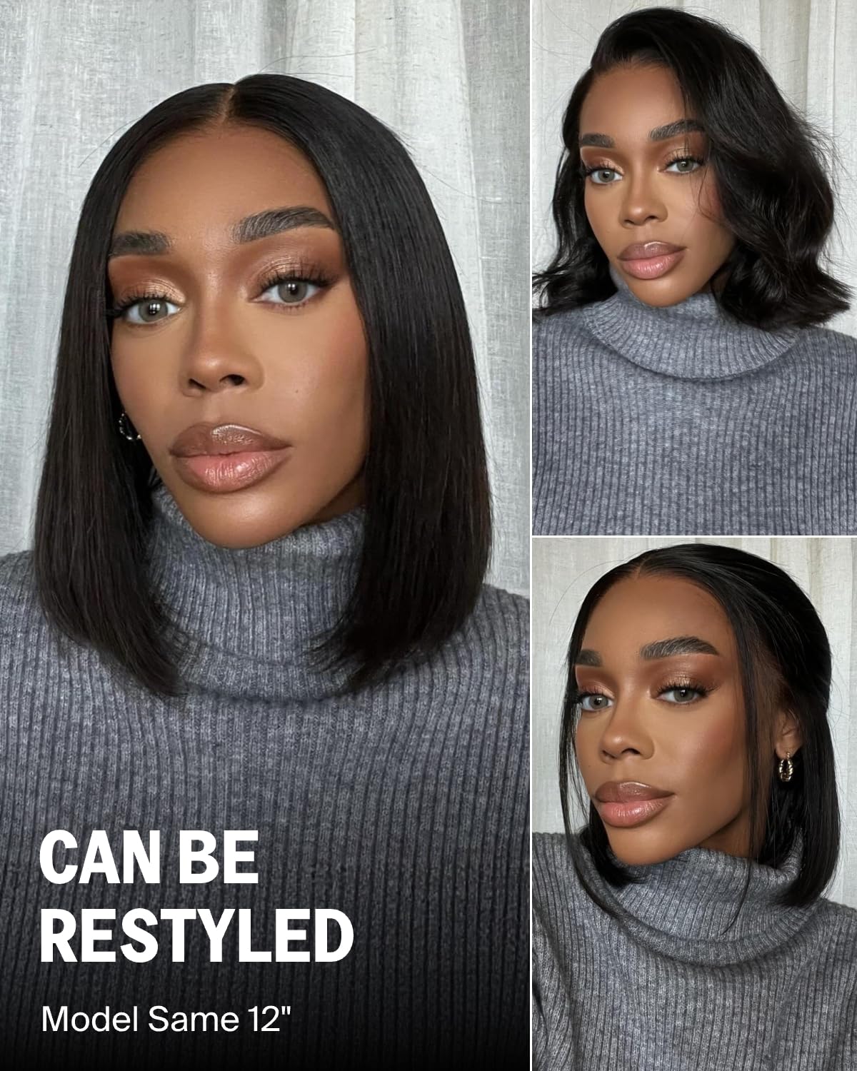 250% Density 13*4 Lace Front Wig Natural Black Bob Wig Vietnam Human Hair