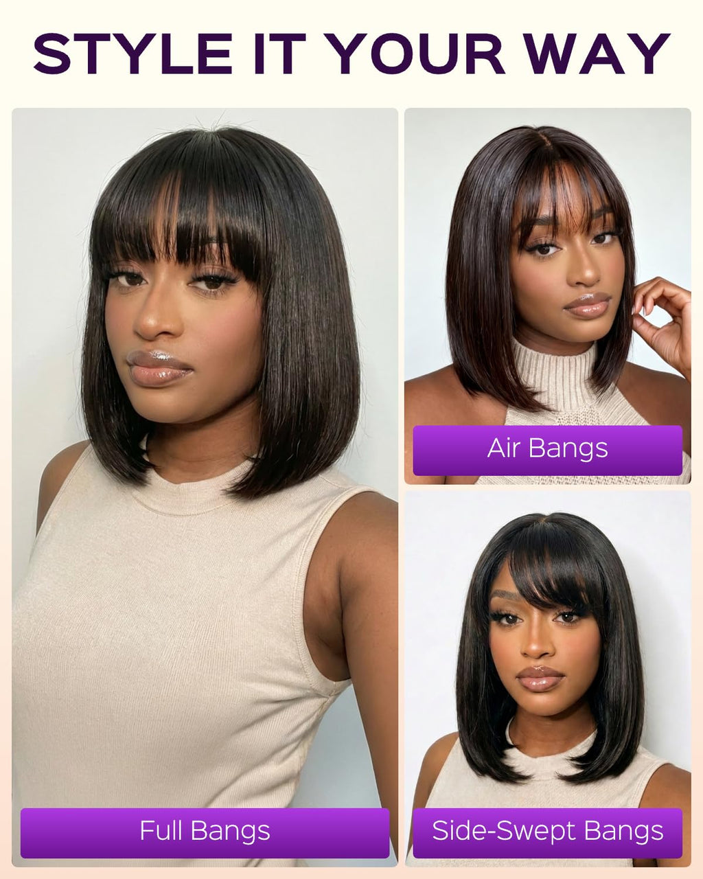 250% Density Vietnam Human Hair Bob Wig Human Hair 3x1 Lace Front