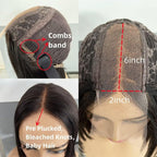 2X6inch 250% Density Vietnam Human Hair Short Bob Wigs Lace Front Wig Natural Black