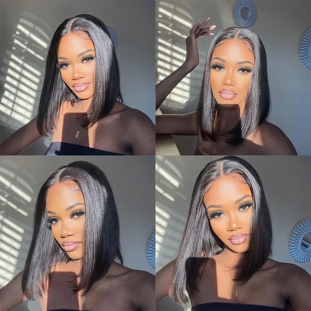 2X6inch 250% Density Vietnam Human Hair Short Bob Wigs Lace Front Wig Natural Black