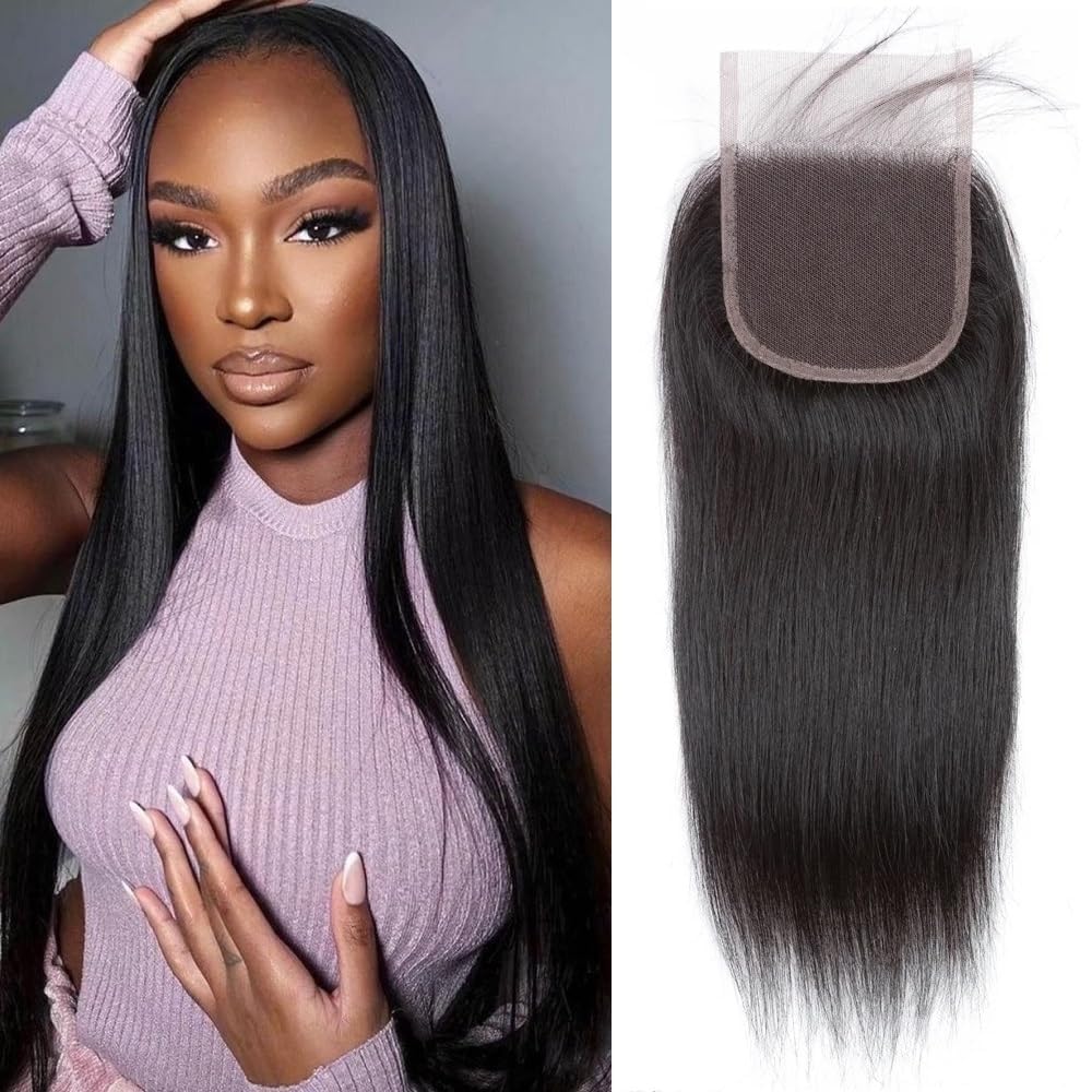 13x4 Lace Frontal Closure Ear to Ear HD Lace Frontal 12 Inch Brazilian Straight Frontal Lace Closure Virgin Human Hair Frontals Natural Black 150% Density