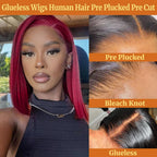 4x4 Lace Front Glueless Wigs Human Hair 180% Density Short Straight Bob Wigs