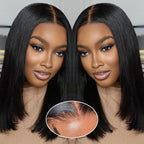 4x4 Lace Front Glueless Wigs Human Hair 180% Density Short Straight Bob Wigs