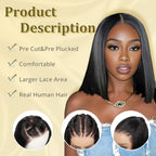 4x4 Lace Front Glueless Wigs Human Hair 180% Density Short Straight Bob Wigs