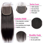 Hd Closure 5x5 Straight Closure 5x5 Transparent Lace 12A Virgin Remy Human Hair Frontal Pre Plucked With Baby Hair Natural Hairline (14inch)