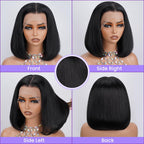 13X4 Lace Front Wigs Bob Wig Human hair Natural black 180% Density Short Straight