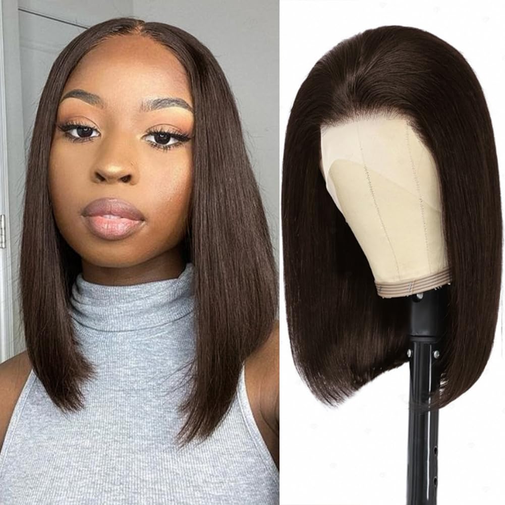 13X4 Lace Front Wigs Bob Wig Human hair Natural black 180% Density Short Straight