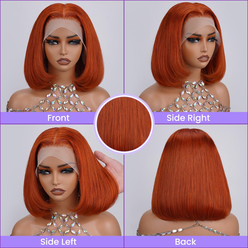 350# 13X4 Lace Front Wigs Bob Wig Human hair 180% Density Short Straight