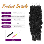 Human Crochet Hair for Black Women 16 Inch 120g Miracle Knots Hair Burmese Curly Crochet Human Hair Feather Crochet Human Hair Bundles Invisible Hair Extensions Natural Black