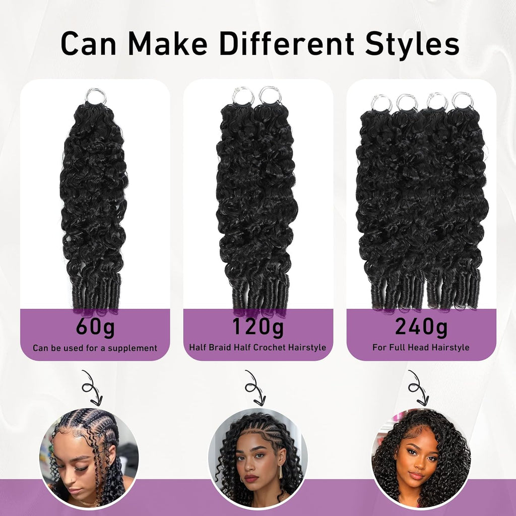 Human Crochet Hair for Black Women 16 Inch 120g Miracle Knots Hair Burmese Curly Crochet Human Hair Feather Crochet Human Hair Bundles Invisible Hair Extensions Natural Black
