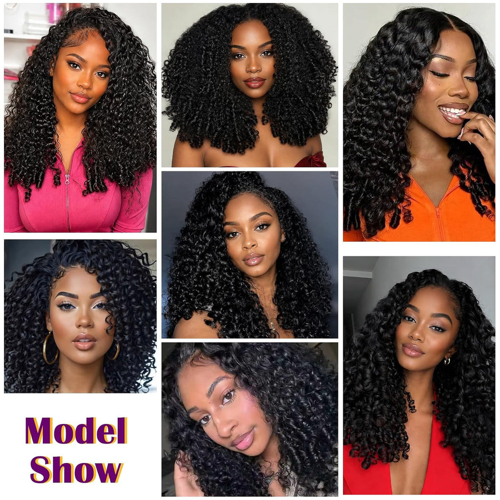 Human Crochet Hair for Black Women 16 Inch 120g Miracle Knots Hair Burmese Curly Crochet Human Hair Feather Crochet Human Hair Bundles Invisible Hair Extensions Natural Black