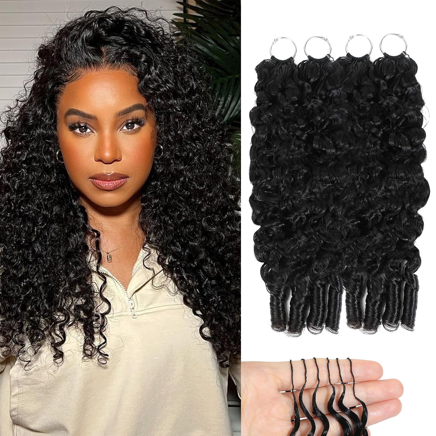 Human Crochet Hair for Black Women 16 Inch 120g Miracle Knots Hair Burmese Curly Crochet Human Hair Feather Crochet Human Hair Bundles Invisible Hair Extensions Natural Black