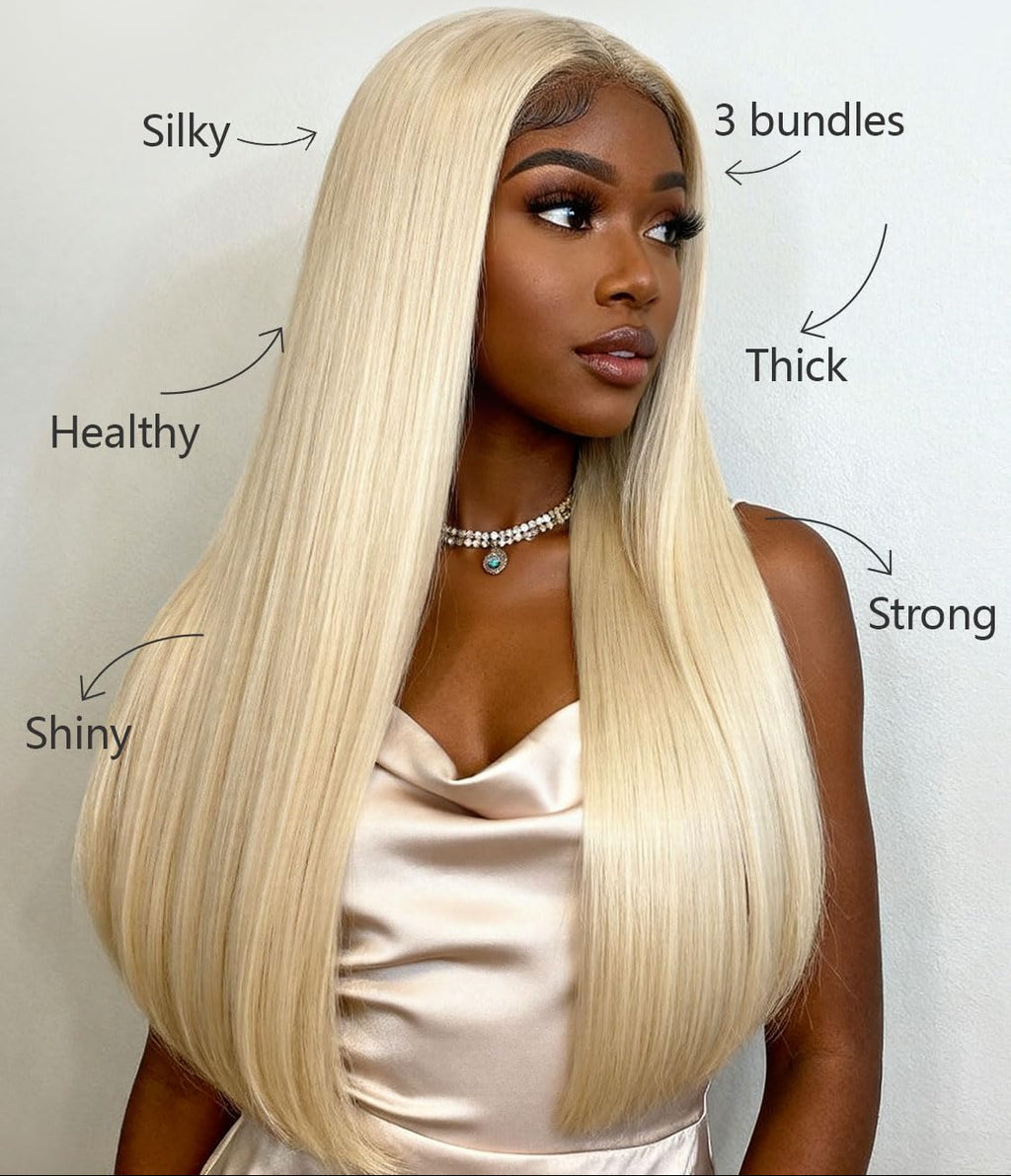 mlip Raw Indian Hair Bundle Straight, Enhanced Quality Bundle, 18A Virgin Hair 18 inches, No Tangle Shedding, Triple the Lifespan, Keep Texture Silky Soft After Multiple Washes, 613 Color