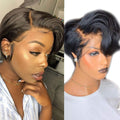 Short Pixie Cut Bob Wig 13x4 Lace Front Wigs Brazilian Hair Wigs 180% Density Black