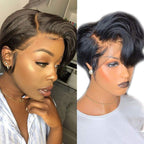 Short Pixie Cut Bob Wig 13x4 Lace Front Wigs Brazilian Hair Wigs 180% Density Black