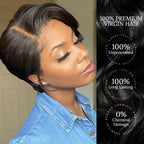 Short Pixie Cut Bob Wig 13x4 Lace Front Wigs Brazilian Hair Wigs 180% Density Black