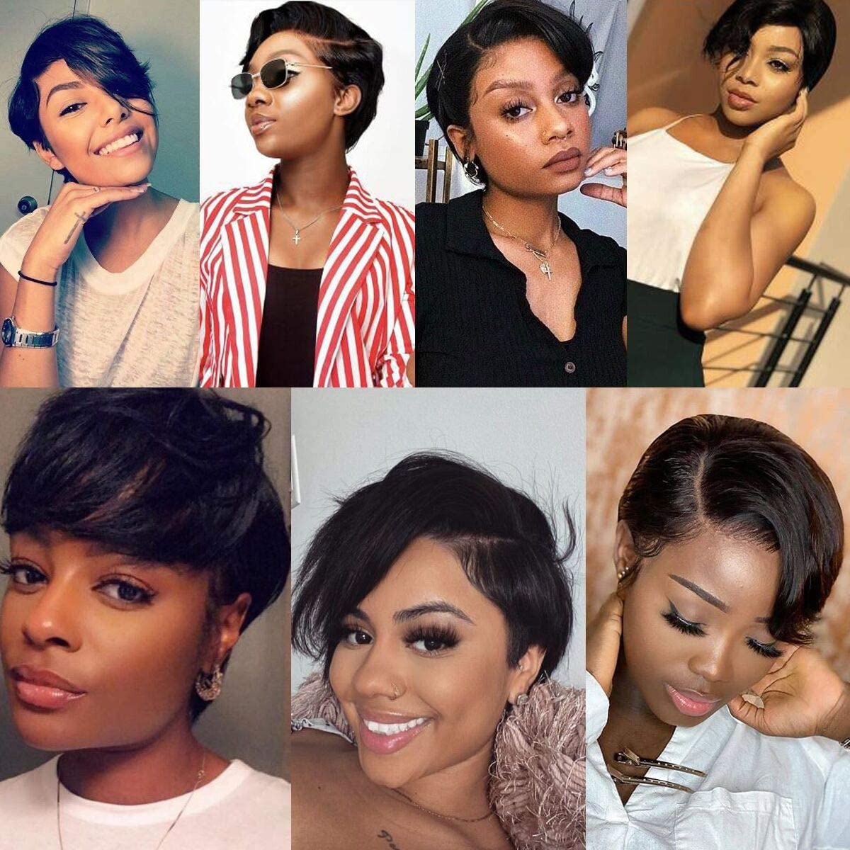 Short Pixie Cut Bob Wig 13x4 Lace Front Wigs Brazilian Hair Wigs 180% Density Black