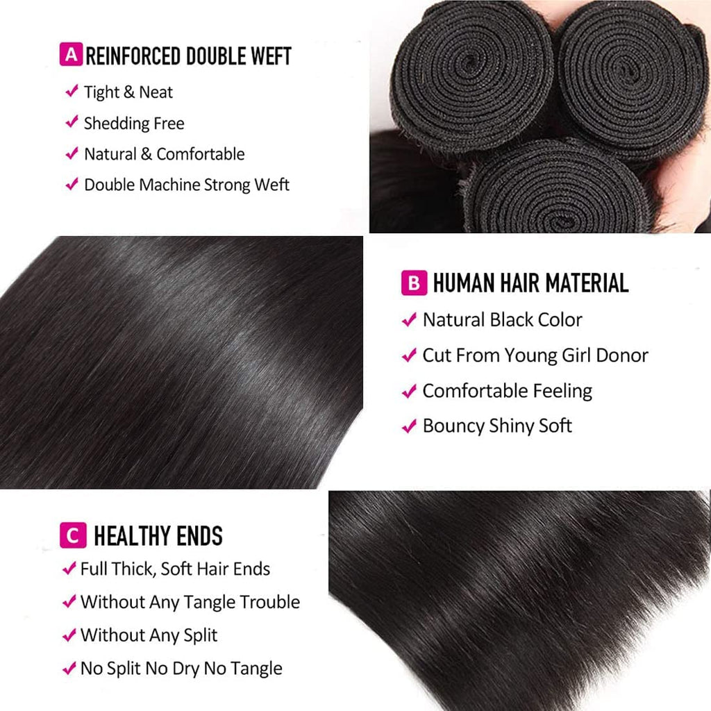 Straight Human Hair Bundles Brazilian Straight Bundles Virgin Hair Weave 1 pc