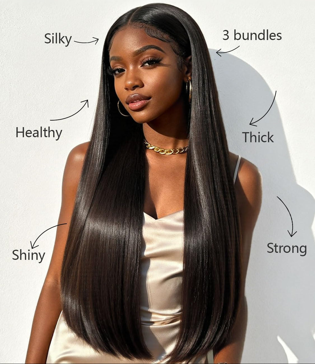 mlip Raw Indian Hair Bundle Straight, Enhanced Quality Bundle, 18A Virgin Hair 18 inches, No Tangle Shedding, Triple the Lifespan, Keep Texture Silky Soft After Multiple Washes, Natural Color